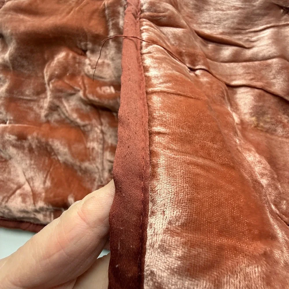 Set of 2 Quilted Velvet Pillow Shams Terracotta Rust Boho Bedding 20x26 Standard